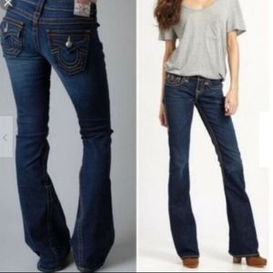 TRUE RELIGION joey dark wash flare jeans size 27